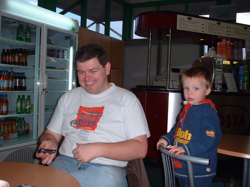 Ken and Tobias at Dundee Airport Caf&eacute;
