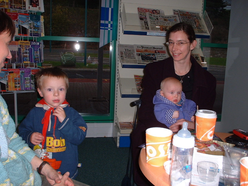 Sue, Stephan. Tobias and Susanna at Dundee Airport Caf&eacute;